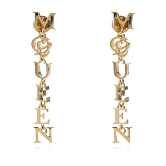 Alexander McQueen Oorbellen met logo - Dames - Oorbellen - Geel - ONE Size - Leer - Accessoires