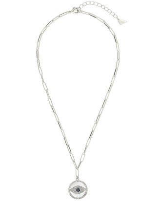 Sterling Forever Silver Cz Evil Eye Pendant Necklace