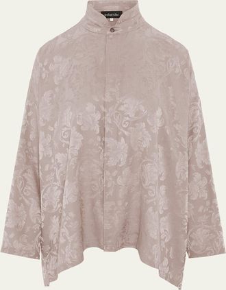 Eskandar Wide A-Line Double Stand Collar Shirt - Mid Plus Length