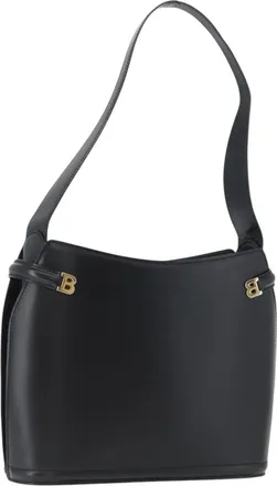 Bally Vintage Leather Black Leather Handbag (Pre-Owned)