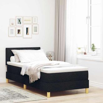 vidaXL Vidaxl - Cama Tipo Box Spring Con Colch&oacute;n Negro 100 X 200 Cm Tela
