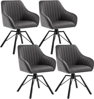 Woltu Suite 4 Una Silla Acolchada Moderna Para Patas De Metal En La Cocina O Sala De Estar. Asiento De Terciopelo Gris Oscuro - Woltu