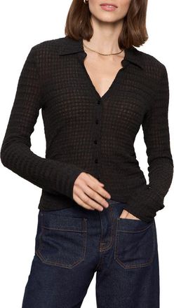 Sanctuary Juno Textured Button-Up Top in Black at Nordstrom, Size X-Large