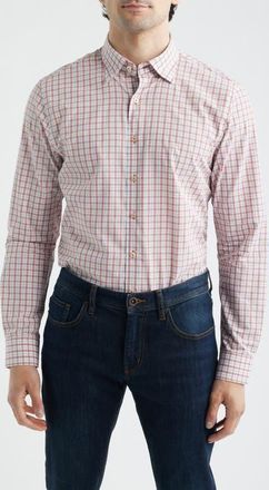 Johnnie-O Trauber Plaid Button-Up Shirt in Malibu Red at Nordstrom, Size Xx-Large