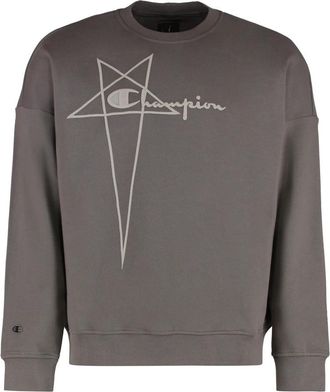 Rick Owens Katoenen sweatshirt met ronde hals - Heren - Sweatshirts - Grijs - 2XL - Katoen - Hoodies & sweatvesten