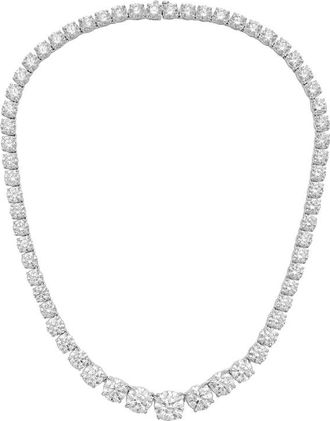 Diana M. Jewels 14kt White Gold 30cts lab grown Round diamond 4 Prong Graduated tennis necklace