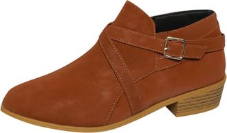 Generic Ankle Boots for Women Retro Riding Boots Low Heel Pointed Toe Suede Ankle Booties Womens Chunky Heel Non Slip Roman Shorts Shoes Ladies Autumn Winter 