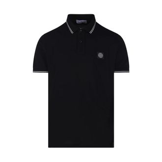 Stone Island Polo Shirts, male, Black, Size: 2XL S/S Polo Slim Fit
