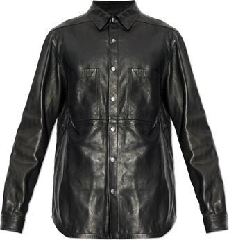 Rick Owens Lederen Overshirt - Heren - Leren en Su&egrave;de Jassen - Zwart - L - Leer - Jassen