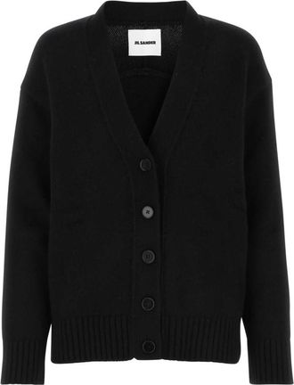 Jil Sander Black V Neck Cardigan