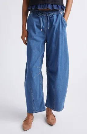 Cinq &agrave; Sept Brooks Barrel Leg Drawstring Ankle Jeans in Light Wash at Nordstrom, Size X-Large