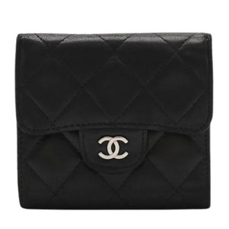 Chanel Pre-owned Matelasse Leder Portemonnee - Dames - Pre-owned - Zwart - Maat: ONE Size Leer