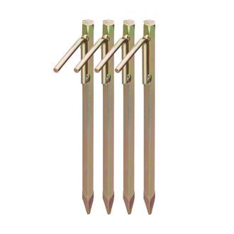 Relaxdays Relaxdays - Set De Cuatro Piquetas Para Camping, Clavos Para Suelos Duros, Acero Galvanizado, 30,5 Cm, Dorado