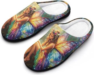 Generic Fairy With Butterflies Mens Slippers Comfortable And Non-slip Cotton Slipper Shoe for House