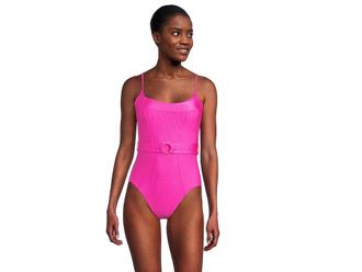 BECCA by Rebecca Virtue Monte Carlo Makenna Rib One Piece Womens Swimsuits One Piece Azalea : SM, Nylon/Spandex