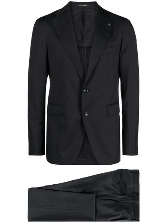Tagliatore single-breasted virgin wool suit - Black