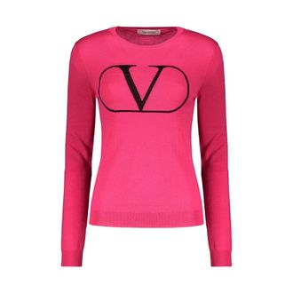Valentino WomenS Pink Wool Crewneck Sweater, Size 40