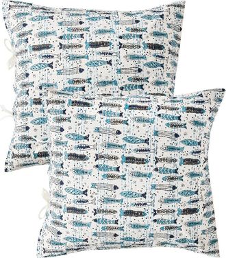 Melange Home Fish Handstitched Kantha Set of 2 Cotton Shams in Indigo at Nordstrom Rack, Size Standard
