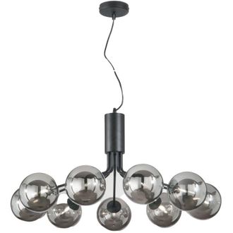 Luce-Ambiente-Design Luce Ambiente E Design - Sospensione honey in metallo nero con nove diffusori in vetro fum&egrave;