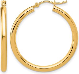 Diamond2Deal 14k Gold Polished 2.5mm Round Lightweight Tube Hoop Earrings