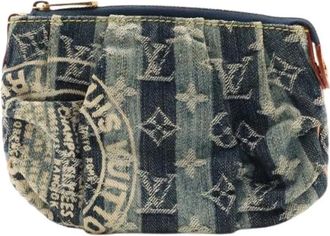 Louis Vuitton Pre-owned Monogram Denim Pouch - Dames - Vintage Clutch - Blauw - ONE Size - Denim - Vintage