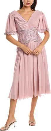 Tadashi Shoji Indira Embroidered Chiffon Midi Dress