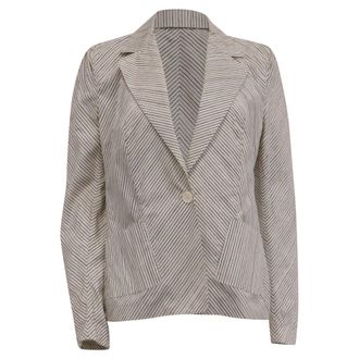 Piazza Sempione Diagonal Striped Blazer in White Cotton