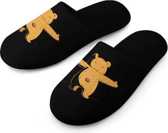 Generic Bear Hug Warm Mens Slippers Slip On Soft Fleece House Shoes Winter Indoor Outdoor