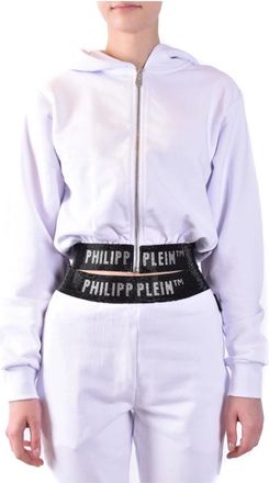 Philipp Plein Witte Blazer - Dames - Vesten met rits - Wit - M - Katoen - Hoodies & sweatvesten