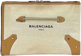 Balenciaga Pre-owned Canvas balenciaga-bags - Dames - Vintage Clutch - Beige - ONE Size - Leer - Vintage
