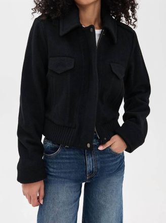 Vince Cropped Wool Blend Jacket In Black