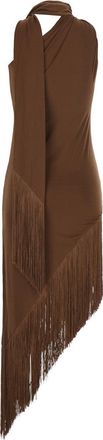 Taller Marmo Womens Dress With Frayed Edges - Brown