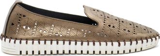 Eric Michael Womens Maria Slip On Loafers In Pewter Metallic