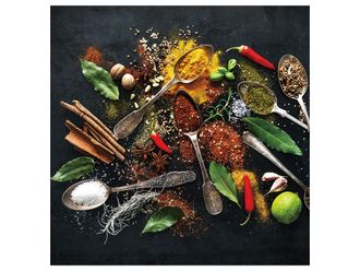 Schubiger M&ouml;bel Digitaldruck auf Glas Antike Holzl&ouml;ffel mit Gew&uuml;rzen 2