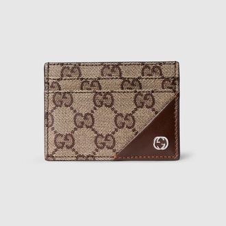 Gucci Card Case Wallet With Interlocking G, Beige, GG Canvas