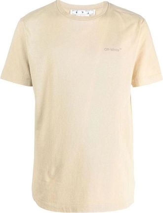 Off-white Mens Off-White FW22 Back Stripe Printing Round Neck Short Sleeve Ordinary Version Light Brown T-Shirt OMAA027F22JER0021717