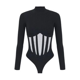 Elisabetta Franchi Body Bustier in Maglia - Dames - Tops - Zwart - Maat: M Nylon