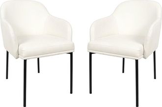 Manhattan Comfort Set Of 2 Loft Metal Vegan Leather Armchairs