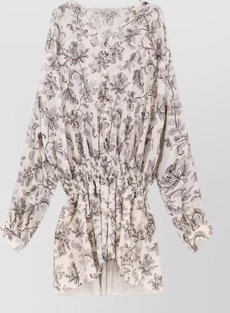 Golden Goose short dress cotton floral motif buttons