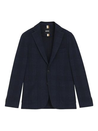 BOSS check single-breasted blazer - Blue