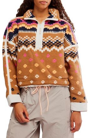 Free People FP Movement Mountain High Quarter Zip Top in Isle Knit Twig Combo at Nordstrom, Size X-Large