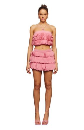 AMUR Jazzlyn appliqu&eacute; fringe skirt in Pink Opal at Nordstrom, Size 0