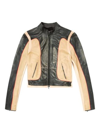 Diesel L-Oonie panelled leather jacket - women - Calf Leather - 44 - 9XX