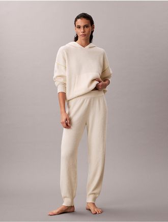 Calvin Klein Womens Plush Terry Sleep Jogger - Ivory - M