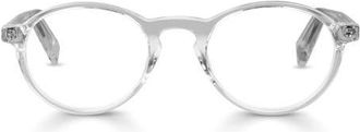 Eyebobs Board Stiff 49mm Round Blue Light Blocking Glasses in Crystal Clear at Nordstrom, Size +2.75