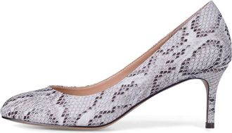 Castamere Womens Mid Heels Round Toe Slip-on Stilettos Court Shoes 2.4IN White Snake Pu Pumps UK 6