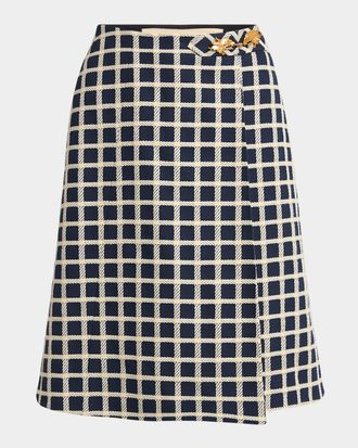 Valentino Garavani Window Check Wool-Blend Skirt