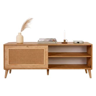 Dmora Mueble Para Tv Pesio, Un Estante, Apertura Abatible, Una Puerta, 138x41x55h Cm, Color Roble Marr&oacute;n