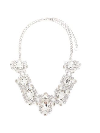 Self Portrait Silver Crystal Cluster Necklace