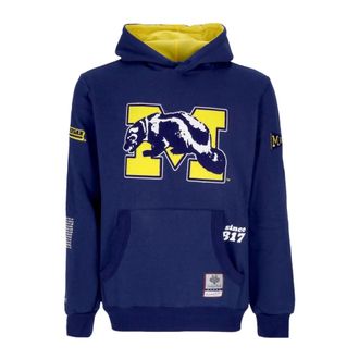 Mitchell & Ness Hoodies, male, Blue, Size: L Michigan Wolverines Fleece Hoodie Navy